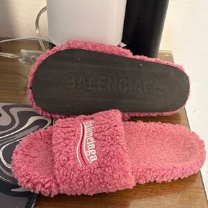 Balenciaga Plush Pink Slides